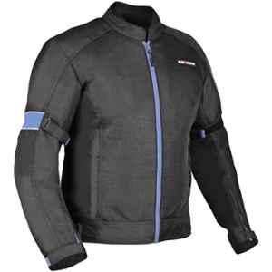 AllExtreme TRIPPER Mesh Fabric Blue & Black Windproof Bike Riding Jacket with Armour Back Elbows & Shoulders Gear Protector for Men, Size: 3XL