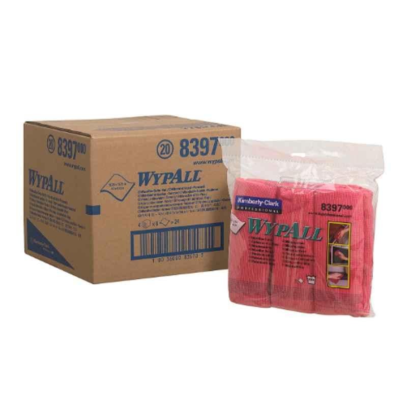 Kimberly Clark 4 Pcs WypAll 40x40cm Red Microfibre Cloths Box, 8397