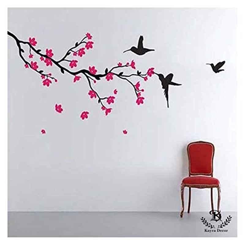 Kayra Decor 36x60 inch PVC Humming Birds Coming Home Wall Design Stencil, KHSNT443