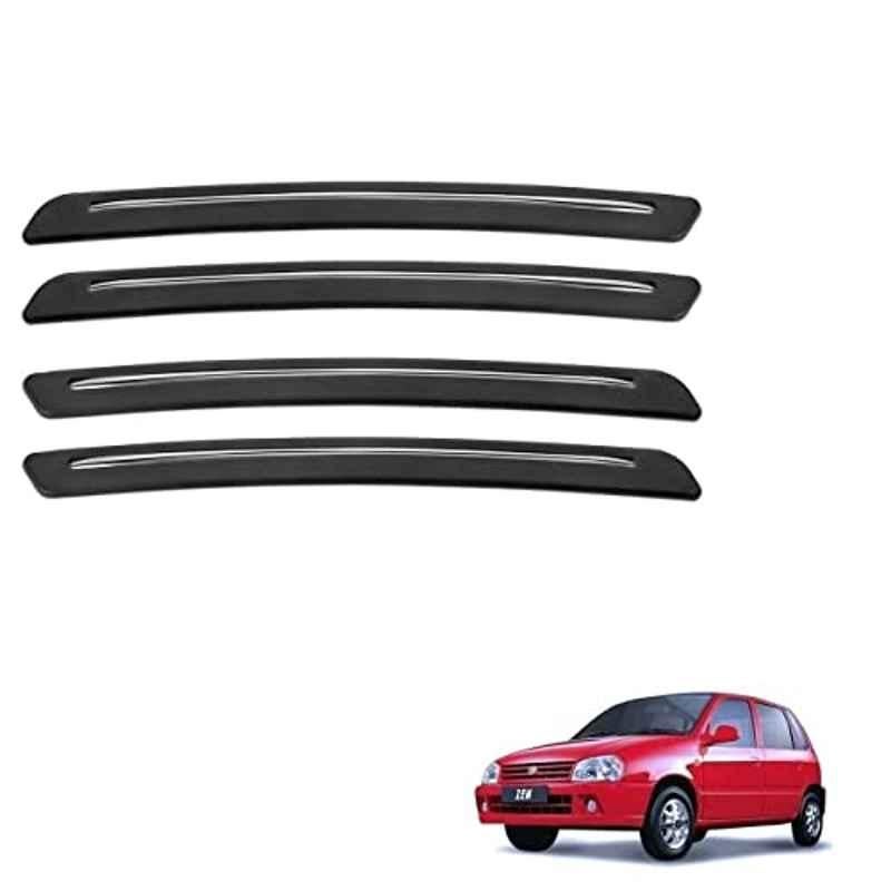 Kozdiko 4 Pcs Rubber Black Car Bumper Protector Set with Chrome Strip for Maruti Suzuki Zen