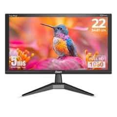 Foxin Crystal 22 inch 1920x1080p FHD Black Flat LED Monitor with True Pixel, Anti Glare, HDMI & VGA Ports