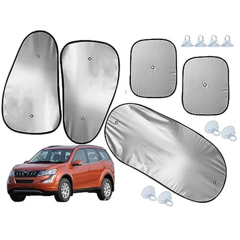 Auto Pearl 5 Pcs Polyester Black & Silver Window & Rear Sun Shade Set for Mahindra XUV 500 2011-2014