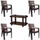 Italica 4 Pcs Polypropylene Weather Brown Spine Care Chair & Nut Brown Table with Wheels Set, 2277-4/9509