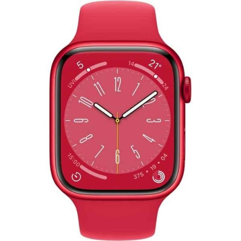 Apple Series-8 45mm Aluminium Case (Product) Red GPS Watch with Regular Sport Band
