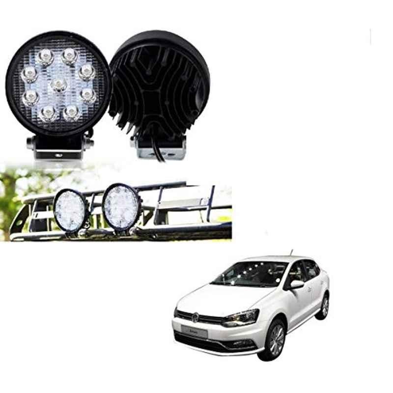 Kozdiko 2 Pcs 27W 4 inch 9 LED Waterproof Round White Fog Light Set with Mounting Brackets for Volkswagen Ameo, kozd_19896