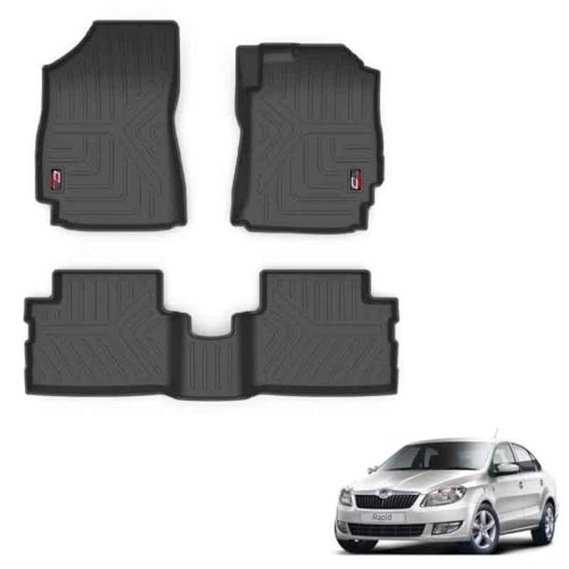 Kozdiko Thermoplastic Polyolefins 3D Life Long Car Floor Mat Set for Skoda Rapid