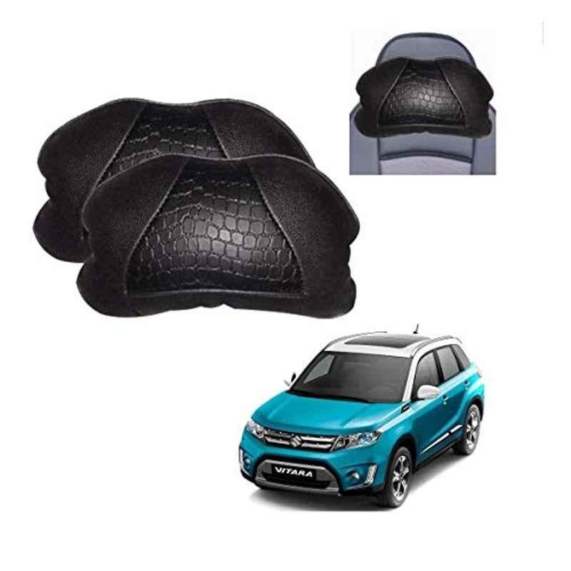 Kozdiko 2 Pcs Black Neck Rest Cushion Pillow Set for Maruti Suzuki Vitara Brezza