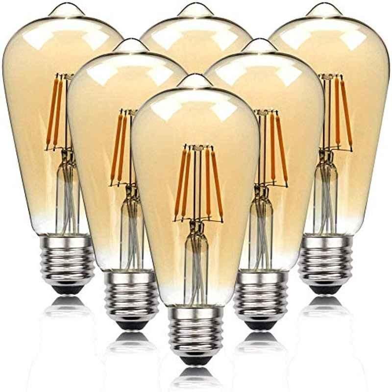 Buy Esnco 4W E27 Vintage Long Filament LED Light ST64 Pack of 6