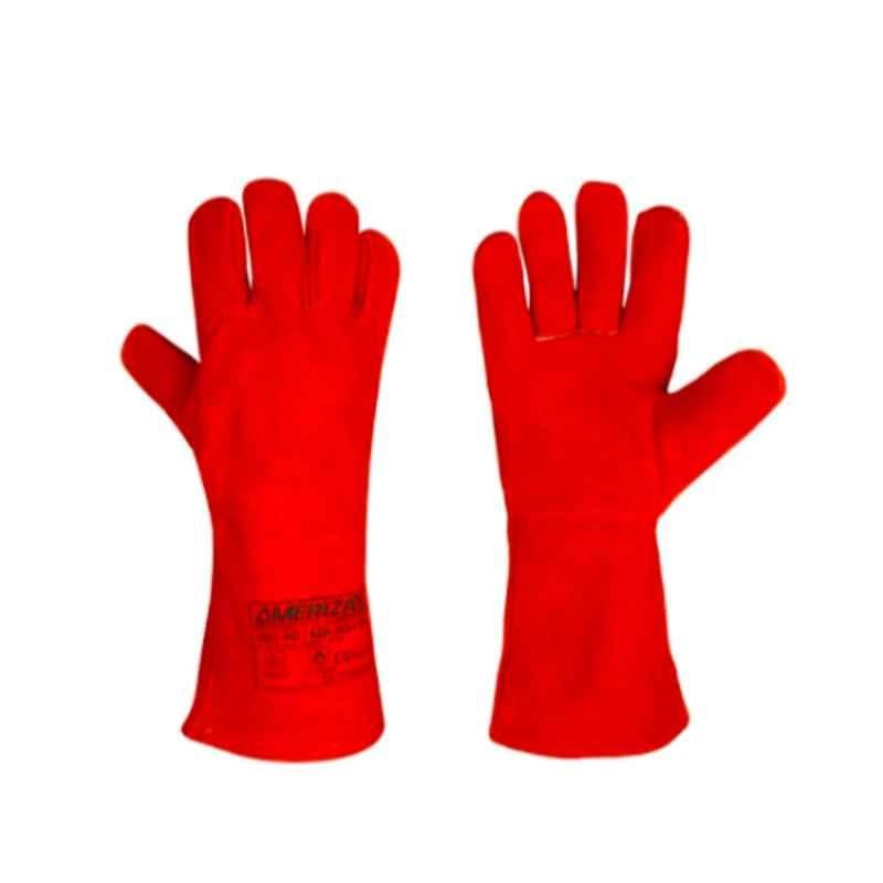 Ameriza E202281220 Leather Red Safety Gloves, Size: 16 inch