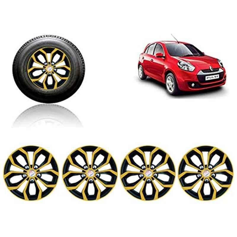 Auto Pearl 4 Pcs 14 inch ABS Golden & Black Car Wheel Cover Set for Renault Pulse