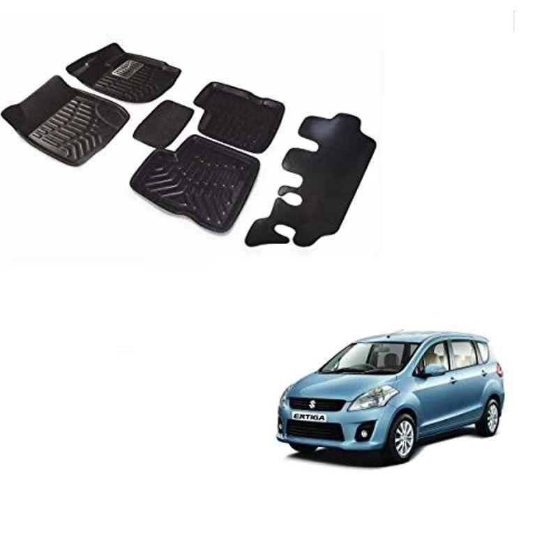 Kozdiko 3D Black Car Foot Mat Set for Maruti Suzuki Ertiga, koz_88171