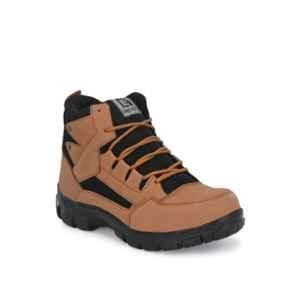 Eego Italy Leather Steel Toe Tan Work Safety Boots, Size: 10, WW-70