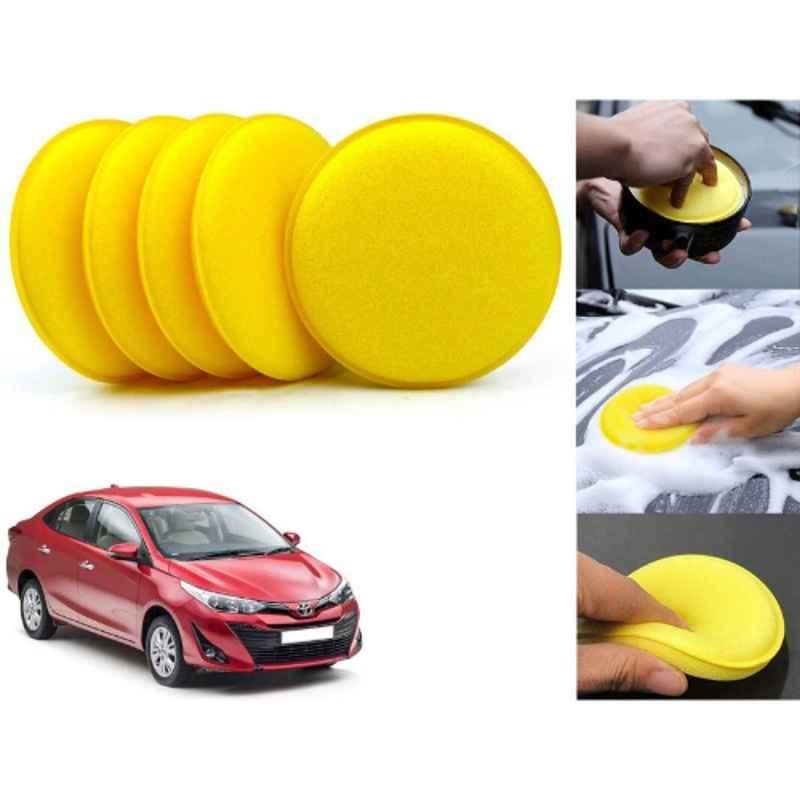 Auto Pearl Polyurethane Beige Washing & Waxing Polish Foam Sponge for Yaris (Pack of 5)