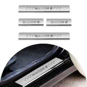 Car Accessories Hub 4 Pcs Stainless Steel Silver Car Footstep Sill Plate Set without LED for Maruti Suzuki WagonR 2017 to 2019 Onwards