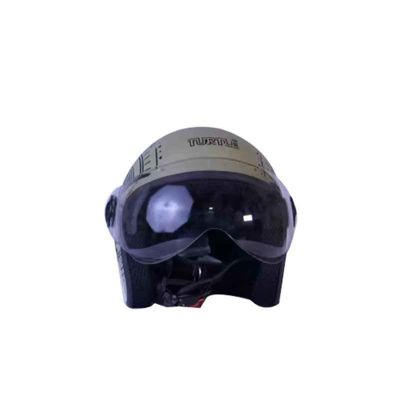 Turtle Medium Khaki Star with Visor Motorbike Helmet, THC-1012