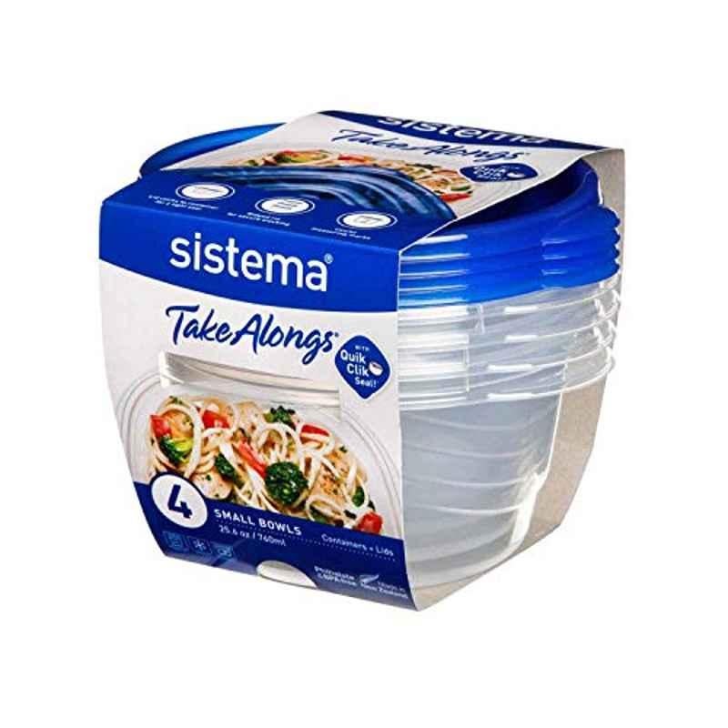 Sistema 760ml Takealongs Small Bowl with Lid (Pack of 4)