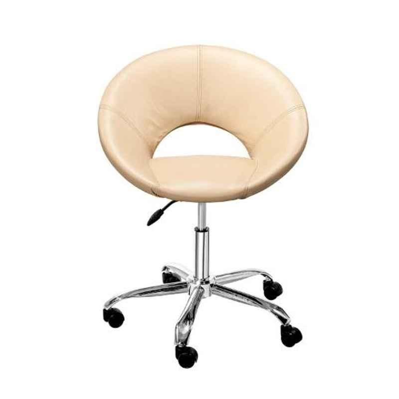 Da Urban Lotus Cream Fabric & Foam Stool Chair with Wheels & Low Back
