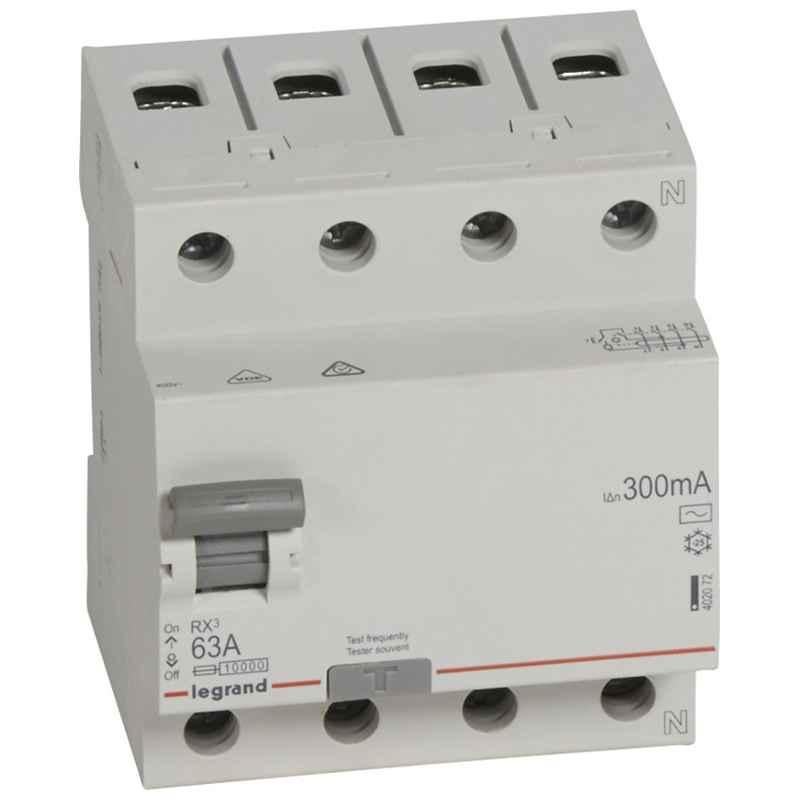 Legrand LR 63A 400V 4 Pole AC Type RCD, 402072