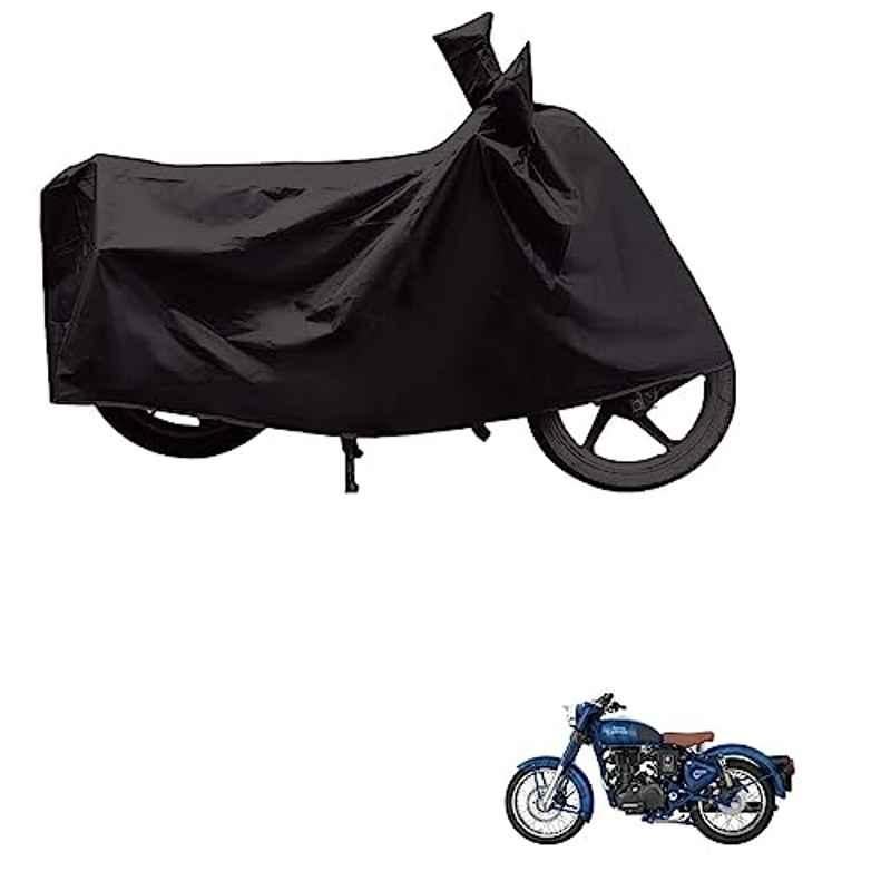 Kozdiko Polyester Black Dust & Waterproof Bike Body Cover with Mirror Pockets for Royal Enfield Classic 500