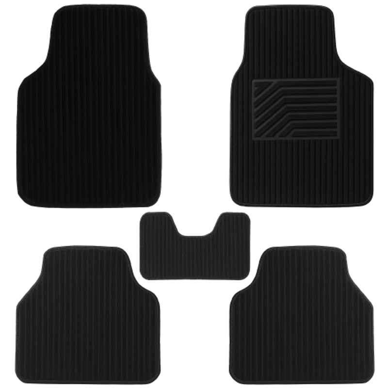 Kingsway Premium 5 Pcs Anti Slip Universal Fit Suede Black Car Floor Mat Set for All 5 Seater Car Models