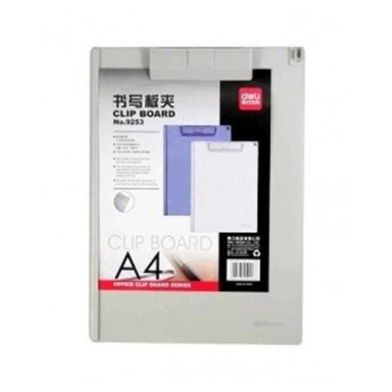 Deli A4 Plastic Clip Board, Grey