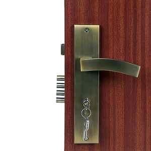 Handle Waala LB10002 10 inch 60mm Stainless Steel Antique Brass Finish Cylindrical Plate Both Side Key Mortise Door Lock Set