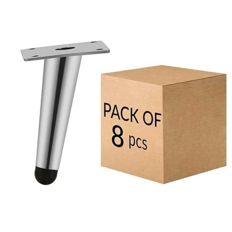 Plantex 4 inch Stainless Steel Silver Anti Slip Sofa Legs with Rubber Grip (Pack of 8)
