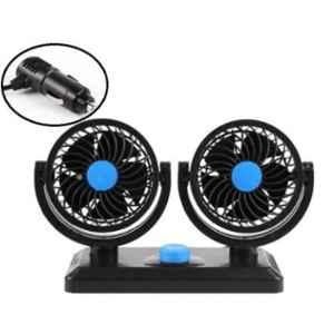 Olmeo 12V 360 Degree Rotatable Dual Head USB Car Interior Cooling Fan