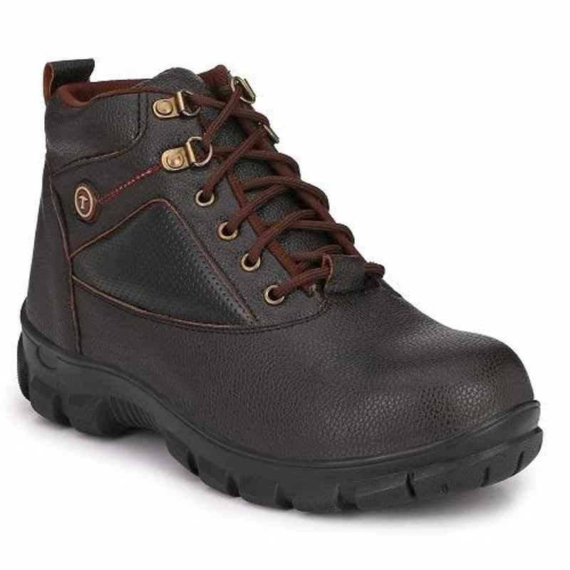 Timberwood TW22BRN PU Steel Toe Brown Work Safety Shoes, Size: 8