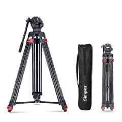 Simpex DV-9000 Black Professional Heavy Duty Video Tripod with 2-Way Pan Head, 7ft Adjustable Height, 15kg Load Capacity, Quick Release Plate, Bubble Level for DSLR, Camera & Camcorder