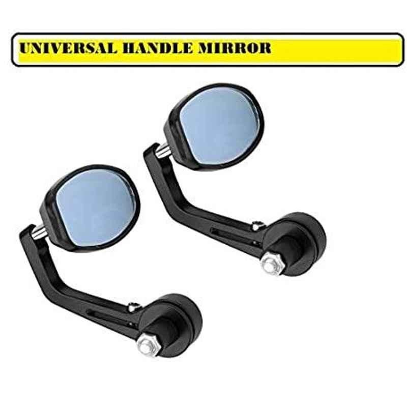 AOW Handle Bar End Side Mirror Rear View Ovel Mirror for Hero Passion (Set of 2)