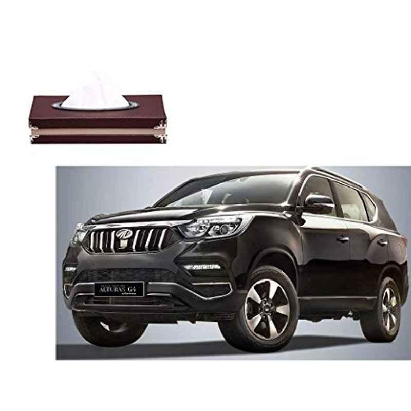 Kozdiko Brown Leatherite Tissue Paper Dispenser Box Maroon Color with 200 Sheets for Mahindra Alturas G4