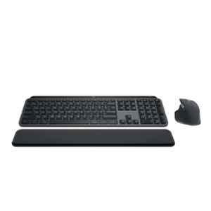 Logitech MX Keys S Black Rechargeable Wireless Keyboard & Mouse Combo with Palm Rest, Customisable Illumination & Fast Scrolling