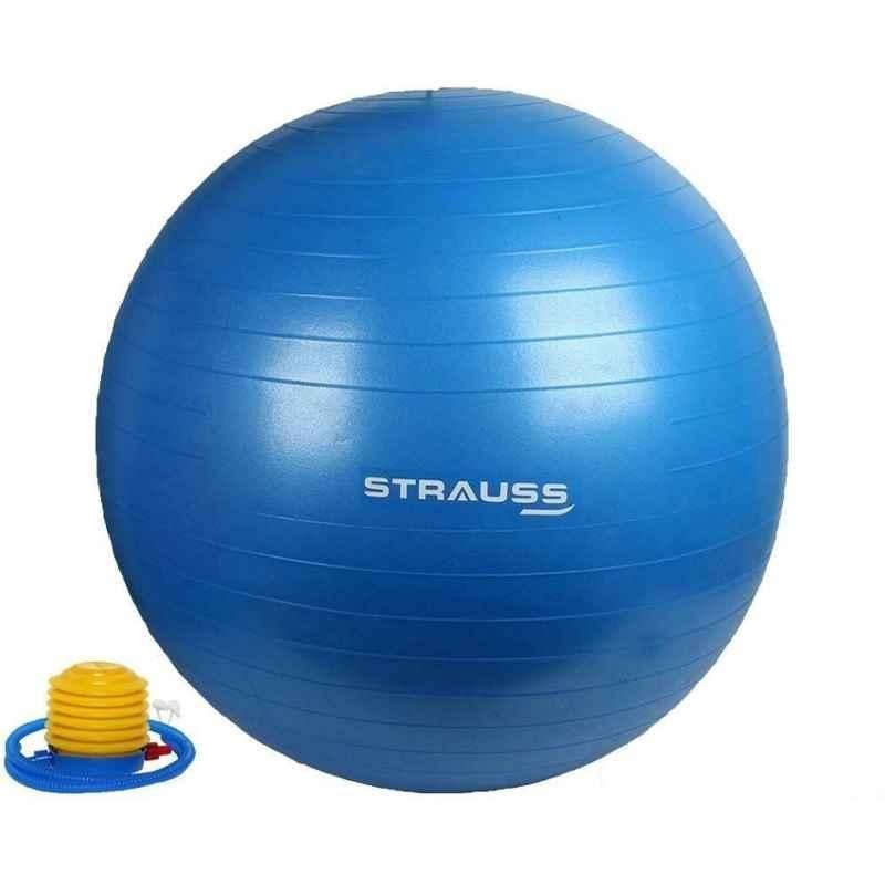 Strauss 85cm Blue PVC Anti Burst Gym Ball with Foot Pump, ST-1310