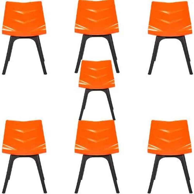 Regent Diamond Shell Plastic Black & Orange Chair (Pack of 7)