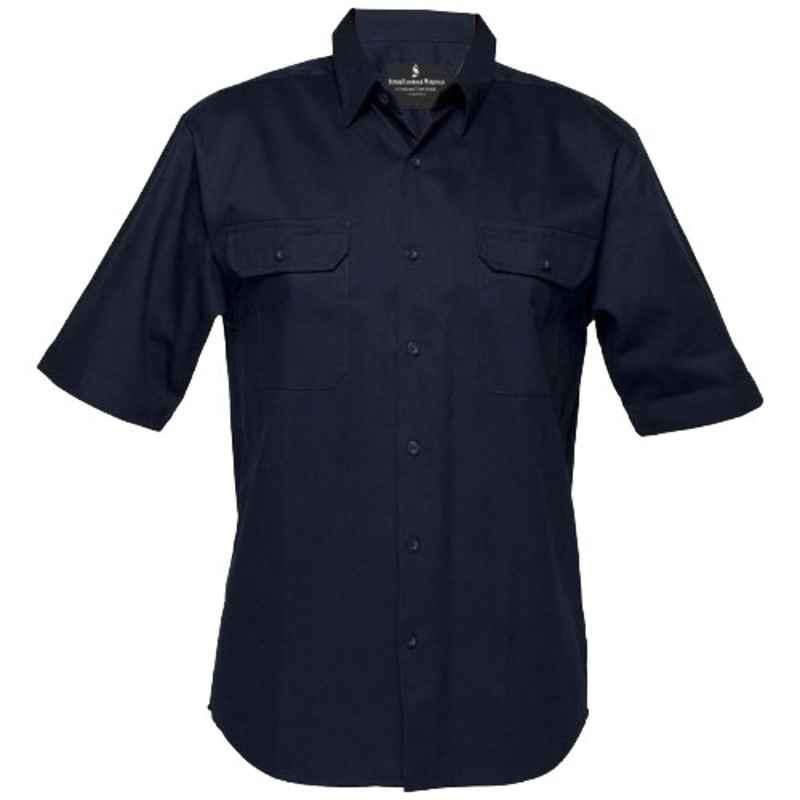 Superb Uniforms Cotton Navy Short Sleeves Work Shirt, SUW/N/WSSS-01, Size: S
