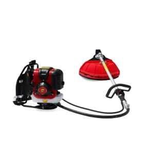 RBW 58cc 4 Stroke Petrol Operated Backpack Grass Brush Cutter Machine with 80T, 40T, 4T & 3T Blades for Trimming Weed & Bush Cutting, R-58BP