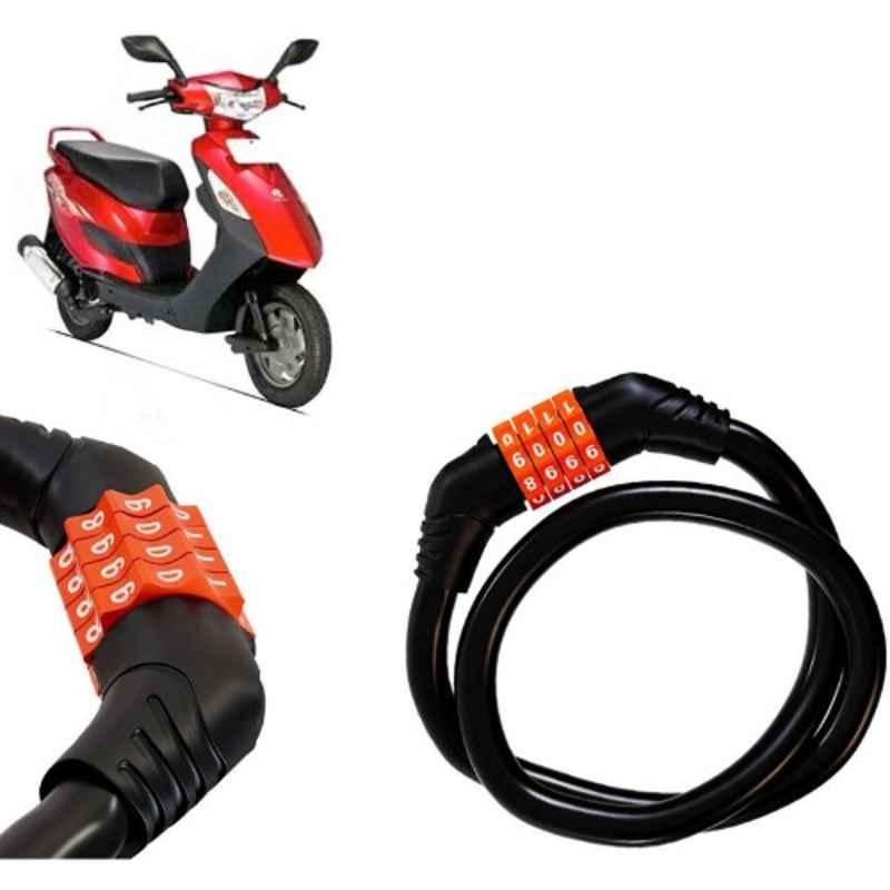 Auto Pearl Black & Orange 4 Digit Anti-Theft Combination Number Lock for Kristal