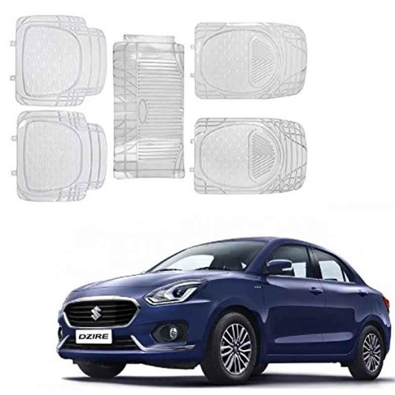Kozdiko Rubber & PVC 6205 Clear Car Foot Mat Set for Maruti Suzuki Swift Dzire 2017