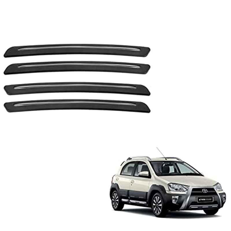 Kozdiko 4 Pcs Rubber Black Car Bumper Protector Set with Chrome Strip for Toyota Etios Cross