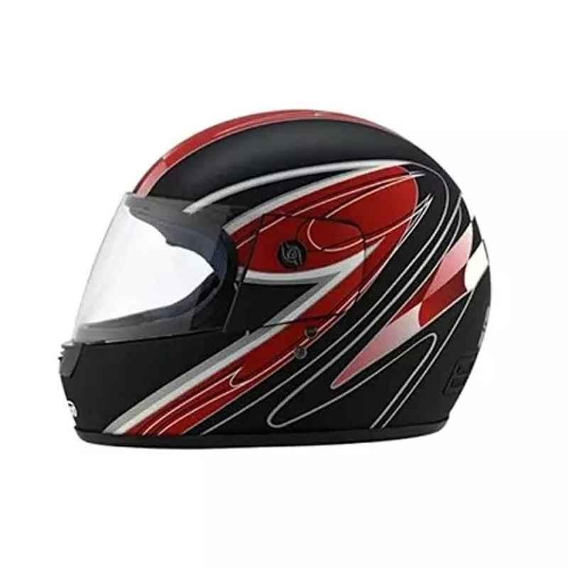 Studds Bravo Knight Plastic Matt Black & Red Full Face Helmet, Size: 580 mm