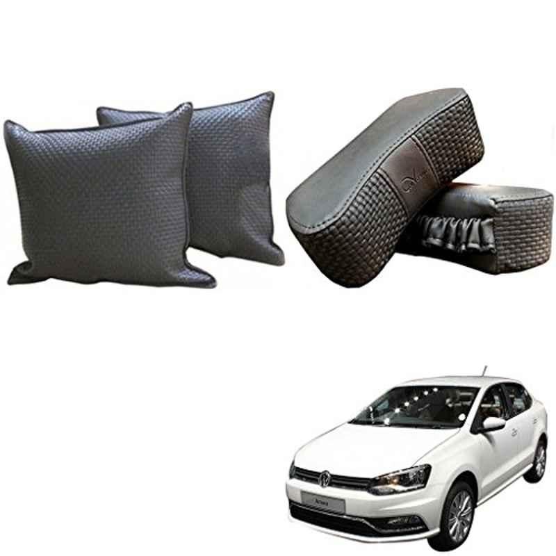 Kozdiko One Pair Grey Neck Rest & One Pair Cushion Combo for Volkswagen Ameo