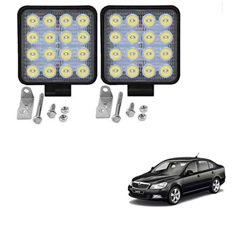 Kozdiko 2 Pcs 48W 16 LED White Bright Beam Square Fog Light Set for Skoda Laura, koz_92653