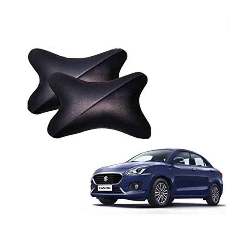Kozdiko 2 Pcs Memory Foam Grey & Black Car Neck Rest Cushion Pillow Set for Maruti Suzuki Swift Dzire 2017
