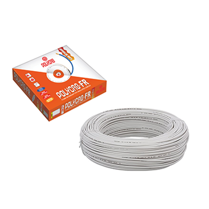 Polycab 0.75 Sqmm 45m White Single Core FRLF Multistrand PVC Insulated Unsheathed Industrial Cable