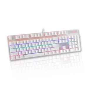 Rapoo V500-Pro 104 Keys Aluminium Alloy White Wired Mechanical USB-A Gaming Keyboard with RGB Lighting