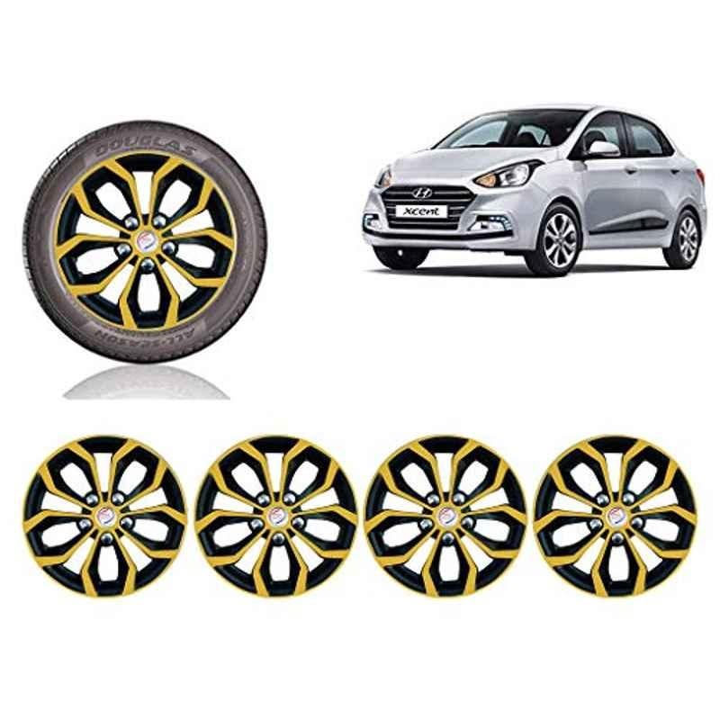 Auto Pearl 4 Pcs 14 inch ABS Golden & Black Car Wheel Cover Set for Hyundai Xcent 2018