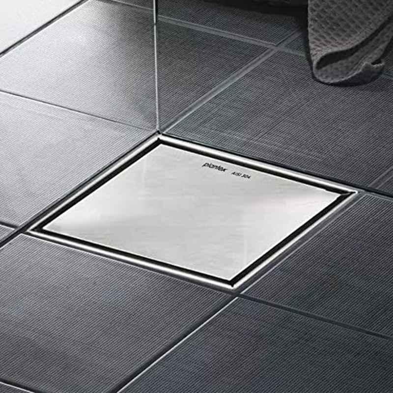 Plantex 5x5 inch 304 Grade Stainless Steel Matt Tile Insert Floor Drain Cover/Bathroom Drain Cover/Shower Drain