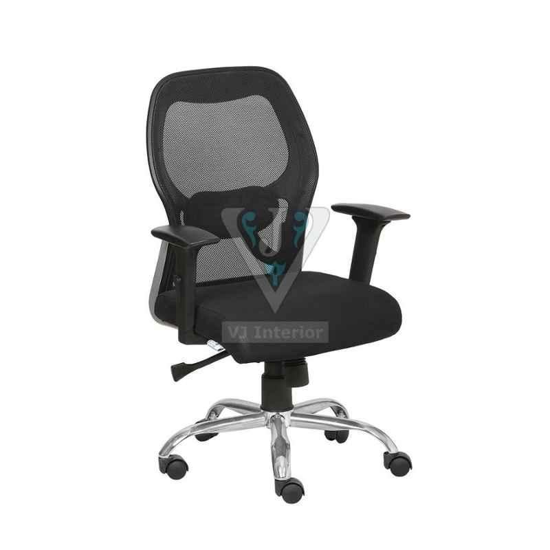 VJ Interior 18.5x18x18 inch Black Chrome Back Mesh Executive Chair, VJ-1285