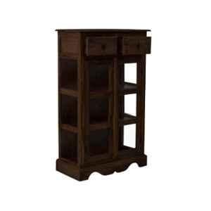 Angel Furniture 35x75x120cm Walnut Glossy Finish Solid Wood Kitchen Crockery Cabinet, AF-173W